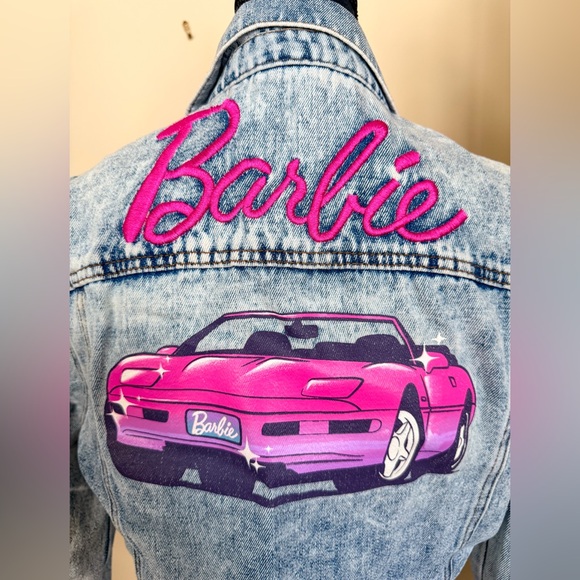 Barbie Blue Denim Jacket with Pink Logo - Picture 4 of 6
